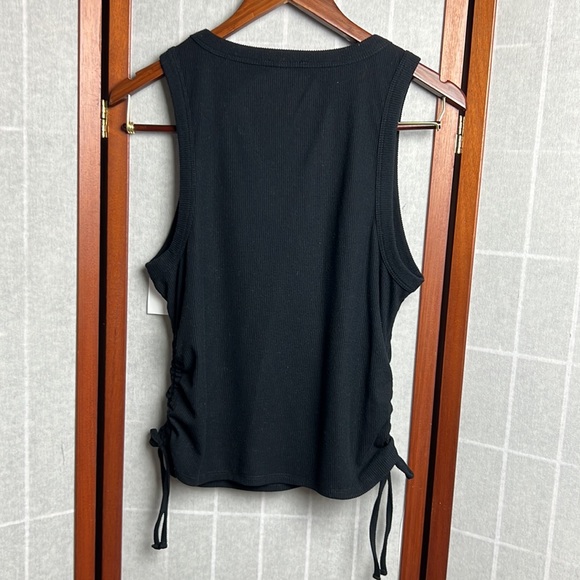 1.STATE Side Seam Rouched Tank Women's Clothing Rich Black: L - Picture 6 of 7